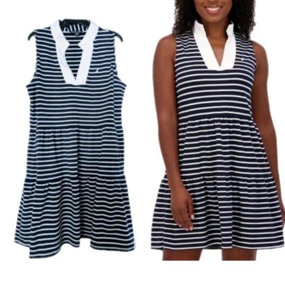 Nautica Navy and White Striped Sleeveless Dress - Picture 5 of 6